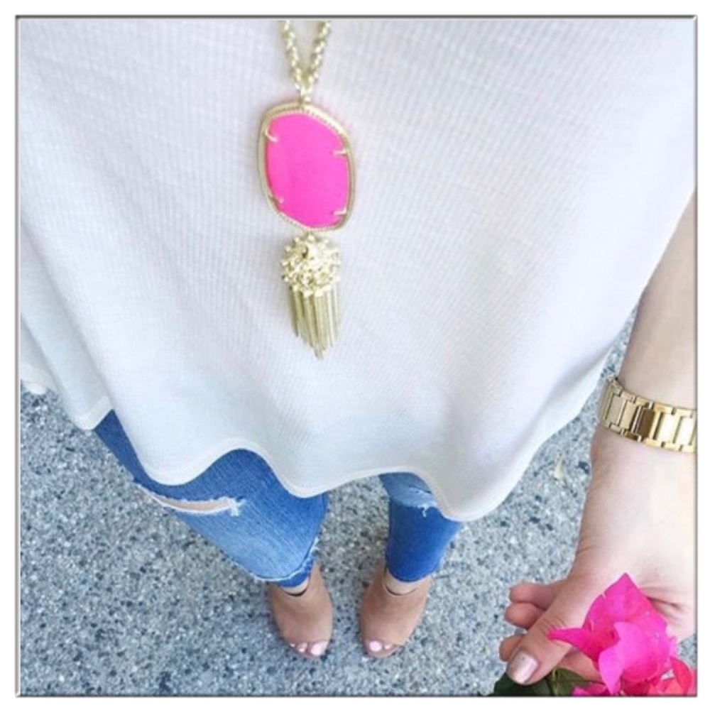 Kendra Scott Rayne Long Pendant Necklace In Magenta NWT - Picture 4 of 4